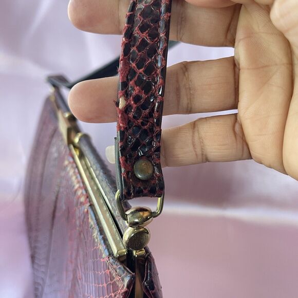 Vintage frame handbag purse clutch snakeskin Red - Picture 9 of 16